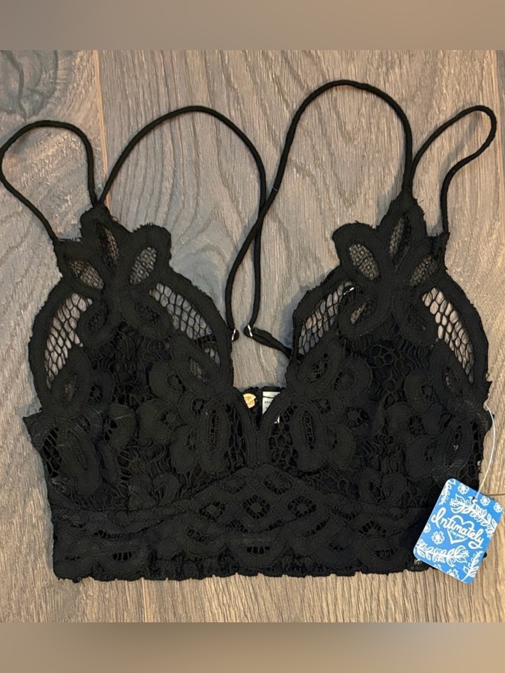 NWT • Free People Intimately Crochet Boho Adella Bralette XXS Black - Picture 7 of 7